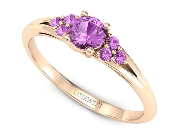 Złoty pierścionek z różowymi szafirami różowe złoto 585 - p16924cszrszr- 1
