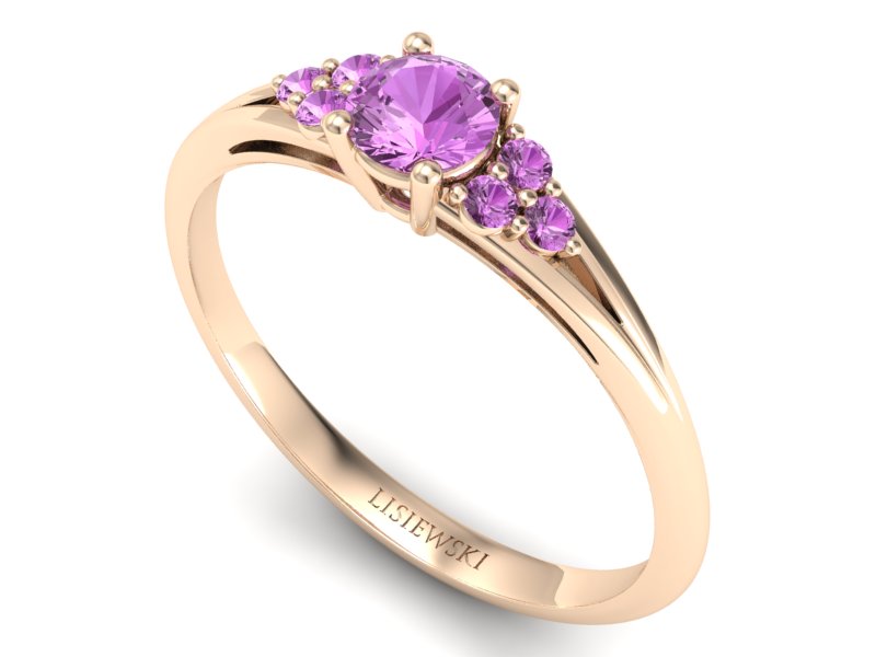 Złoty pierścionek z szafirami różowe złoto - p16924cszrszr — zdjęcie 3