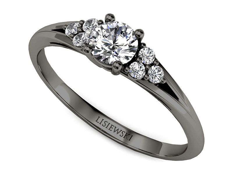 Pierścionek zaręczynowy z diamentami czarne złoto - p16924cz - 1