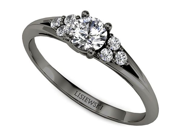 Pierścionek zaręczynowy z diamentami czarne złoto próba 585 - p16924cz- 1