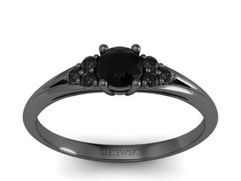 Pierścionek zaręczynowy z czarnymi brylantami - P16924czcdcd - 1