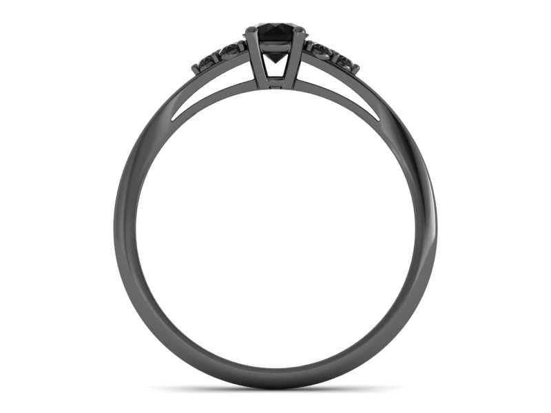 Pierścionek zaręczynowy z czarnymi brylantami - P16924czcdcd — zdjęcie 2