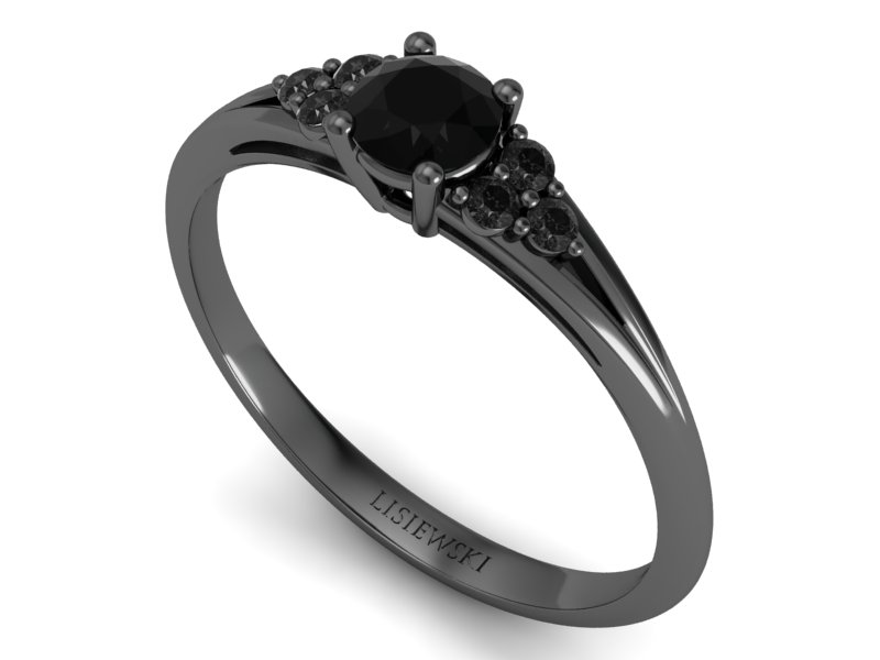 Pierścionek zaręczynowy z czarnymi brylantami - P16924czcdcd — zdjęcie 3