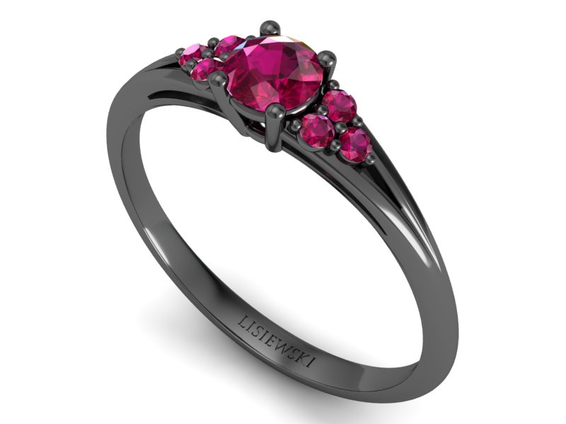 Złoty pierścionek z rubinami czarne złoto - p16924czrr — zdjęcie 3