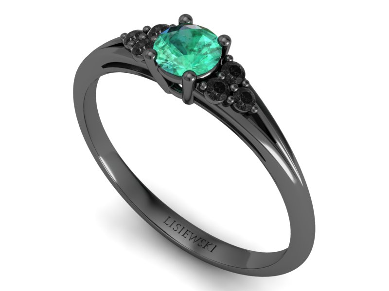 Złoty pierścionek ze szmaragdem i brylantami - p16924czsmcd — zdjęcie 3