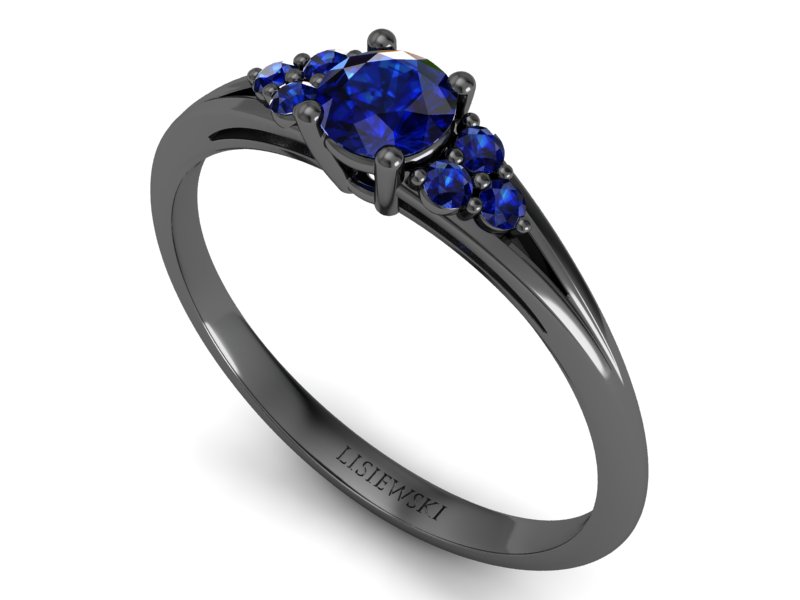 Złoty pierścionek z szafirem czarne złoto - p16924czszsz — zdjęcie 3