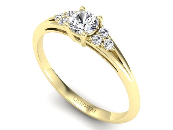 Pierścionek zaręczynowy z diamentami żółte złoto - p16924z