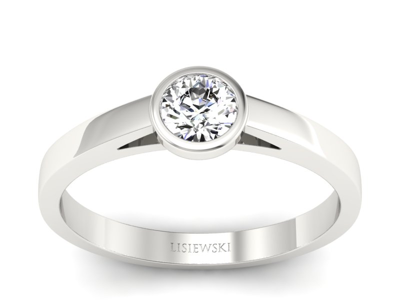 Złoty pierścionek z brylantem białe złoto - p16925b