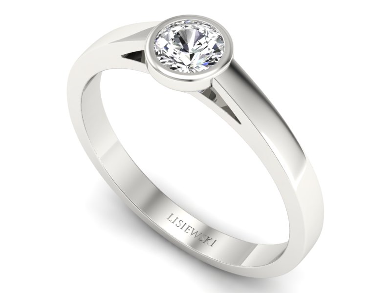 Złoty pierścionek z brylantem białe złoto - p16925b — zdjęcie 3