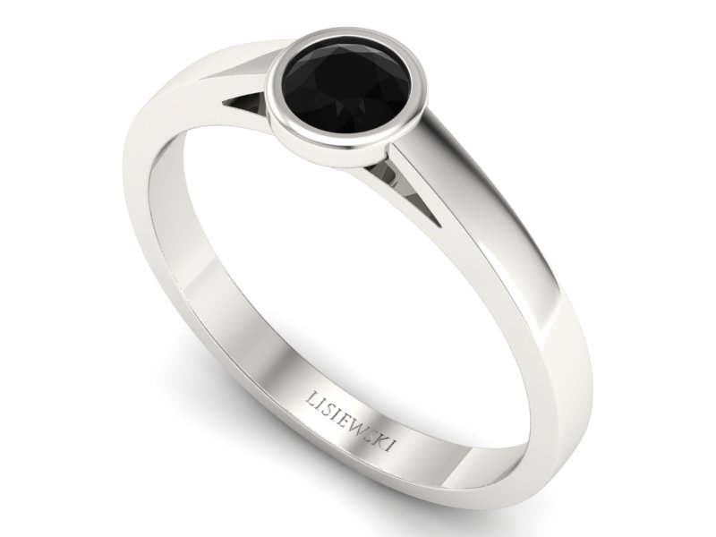 Pierścionek z czarnym diamentem białe złoto - p16925bcd — zdjęcie 3