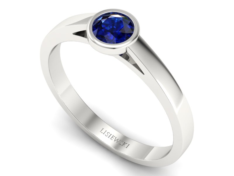 Złoty pierścionek z szafirem białe złoto - p16925bsz — zdjęcie 3