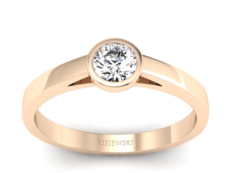 Złoty pierścionek z brylantem różowe złoto - p16925c