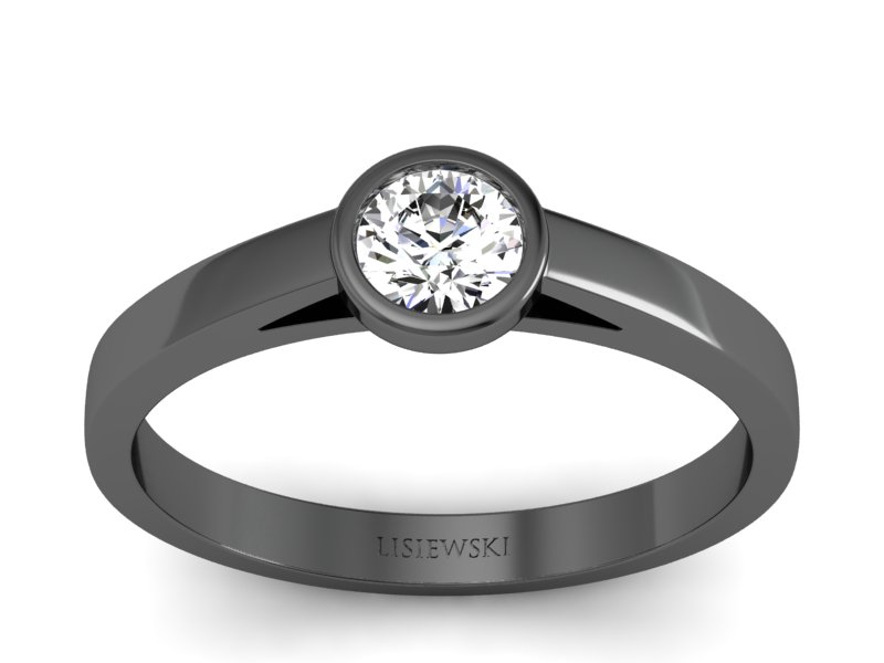 Złoty pierścionek z brylantem czarne złoto - p16925cz