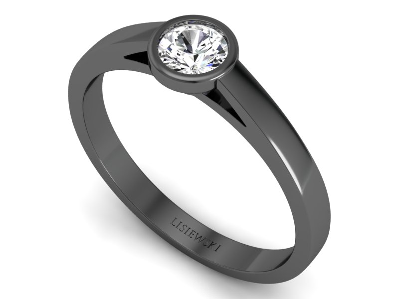 Złoty pierścionek z brylantem czarne złoto - p16925cz — zdjęcie 3