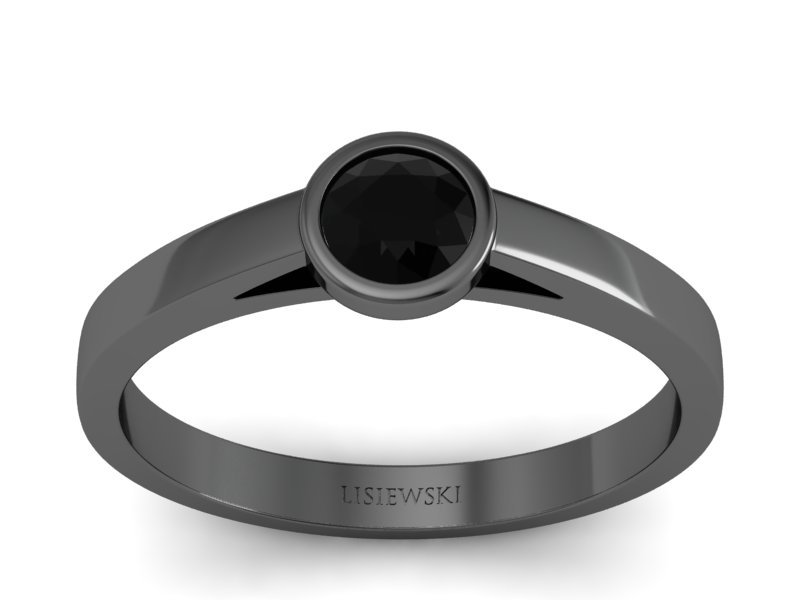 Pierścionek z czarnym diamentem czarne złoto - p16925czcd