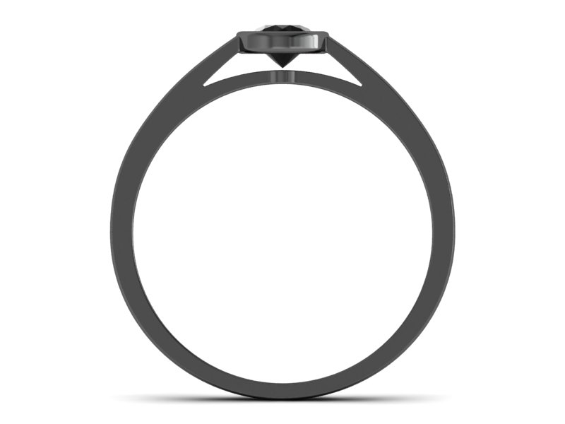 Pierścionek z czarnym diamentem czarne złoto - p16925czcd — zdjęcie 2