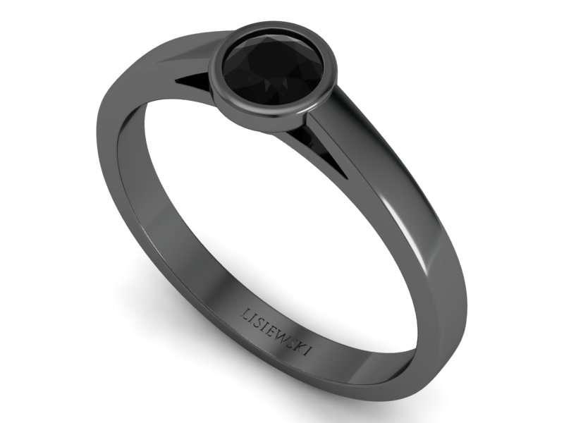 Pierścionek z czarnym diamentem czarne złoto - p16925czcd — zdjęcie 3