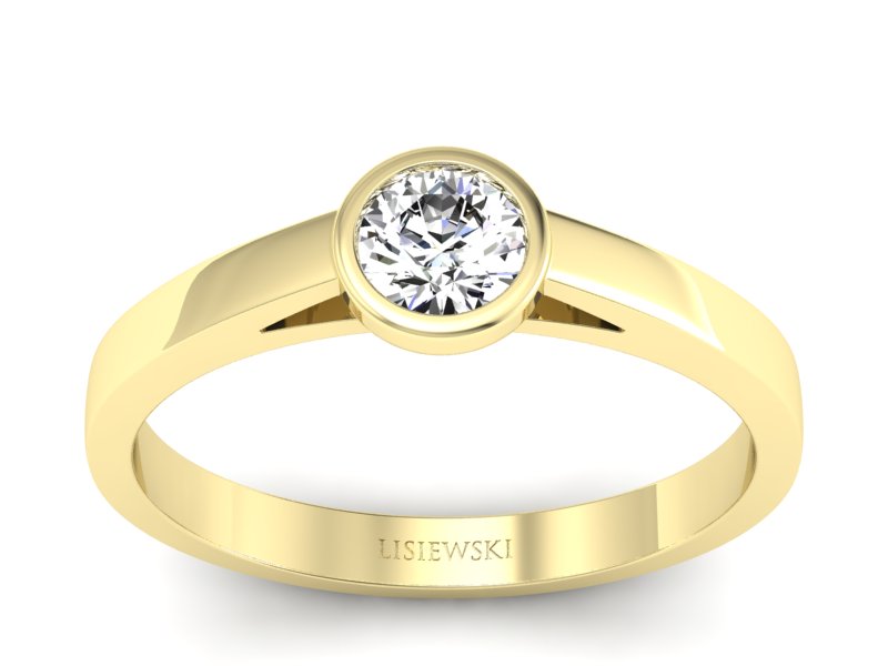 Złoty pierścionek z brylantem żółte złoto - p16925z