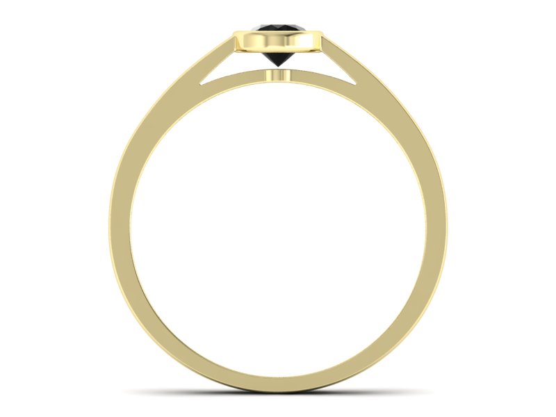 Pierścionek z czarnym diamentem żółte złoto - p16925zcd — zdjęcie 2