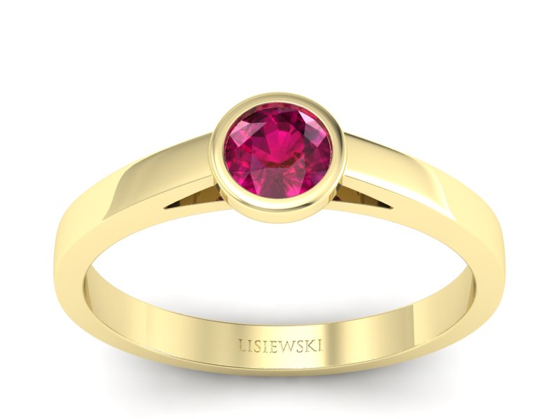 Złoty pierścionek z rubinem żółte złoto - p16925zr