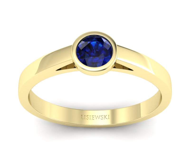 Złoty pierścionek z szafirem żółte złoto - p16925zsz