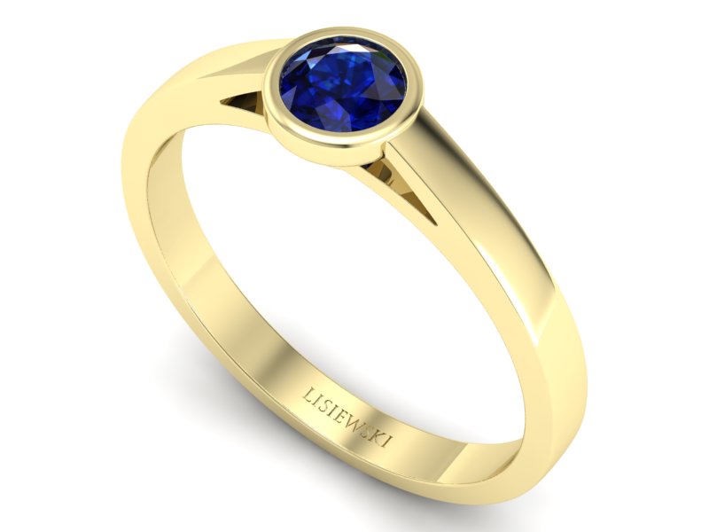 Złoty pierścionek z szafirem żółte złoto - p16925zsz — zdjęcie 3