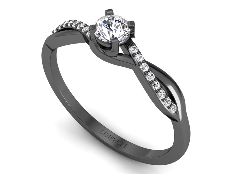 Złoty pierścionek z brylantami czarne złoto - p16926cz — zdjęcie 3