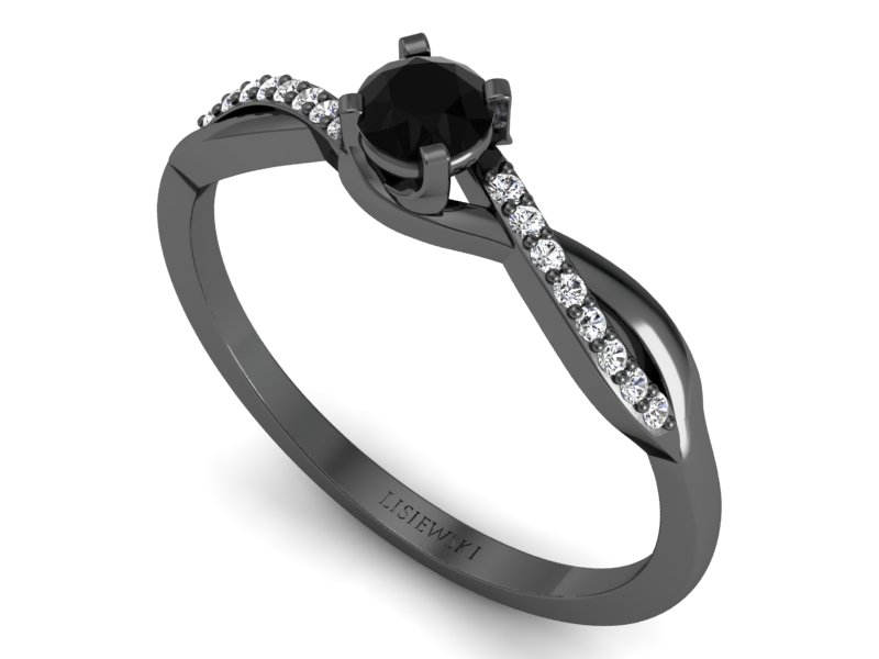 Złoty pierścionek z brylantami czarne złoto - p16926czcd — zdjęcie 3