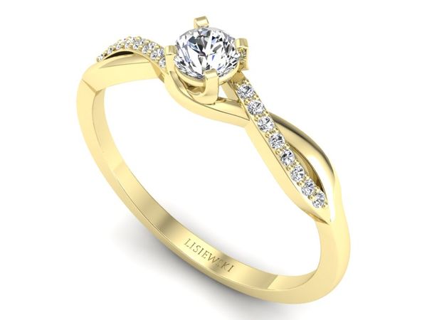 Złoty pierścionek z brylantami żółte złoto 585 - p16926z