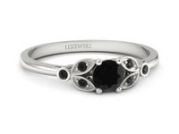 Złoty pierścionek z czarnymi diamentami - p16930bcd- 3