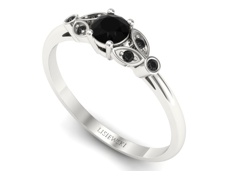 Złoty pierścionek z czarnymi diamentami - p16930bcd — zdjęcie 3