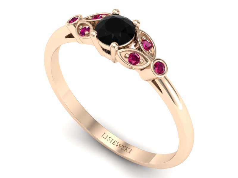 Pierścionek z brylantami i rubinami - p16930ccdr — zdjęcie 3