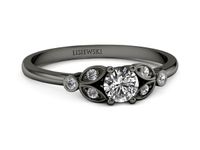 Pierścionek zaręczynowy czarne złoto z diamentami - p16930cz- 3