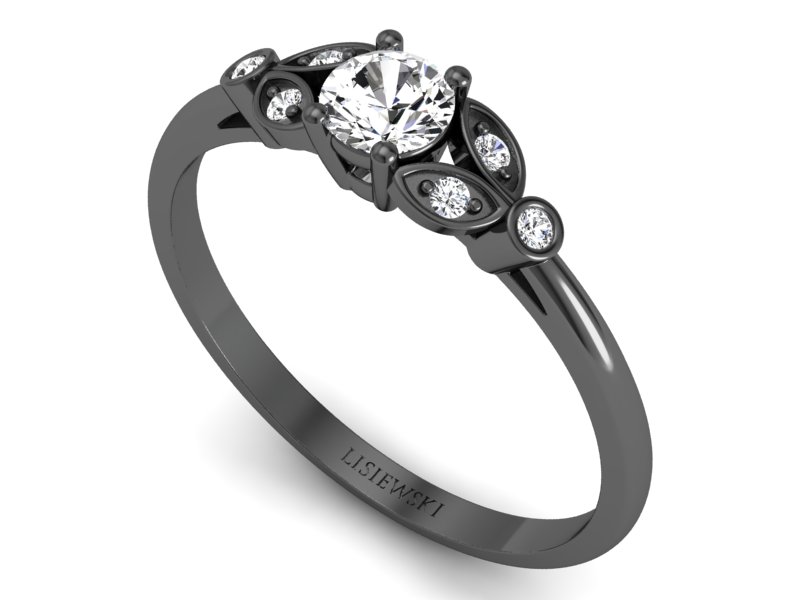 Pierścionek zaręczynowy czarne złoto z diamentami - p16930cz — zdjęcie 3