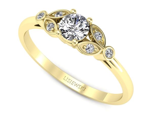 Złoty pierścionek z brylantami żółte złoto próby 585 - p16930z- 1