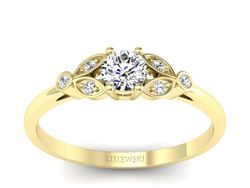 Złoty pierścionek z brylantami żółte złoto 585 - p16930z