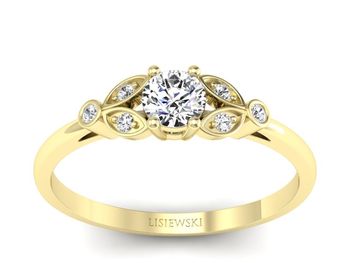 Złoty pierścionek z brylantami żółte złoto 585 - p16930z - 1