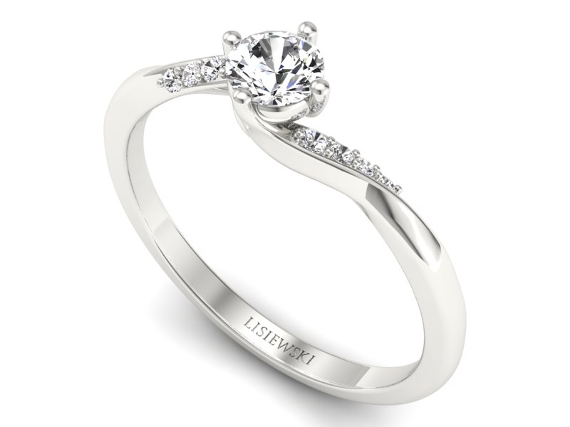 Złoty pierścionek z brylantami białe złoto - p16932b — zdjęcie 3