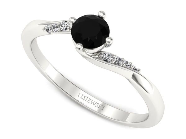 Pierścionek zaręczynowy czarny diament białe złoto - p16932bcd- 1