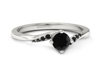 Pierścionek z czarnymi diamentami białe złoto 585 - p16932bcdcd- 3