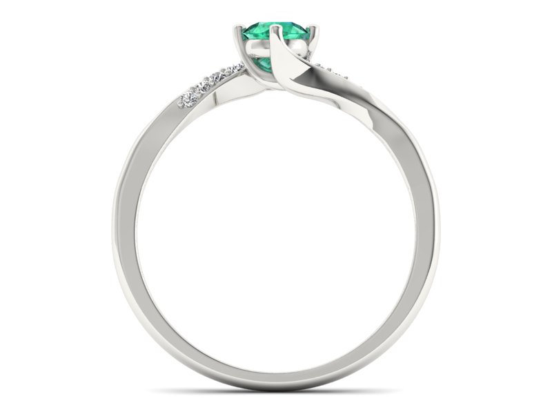 Złoty pierścionek ze szmaragdem i brylantami - p16932bsm — zdjęcie 2