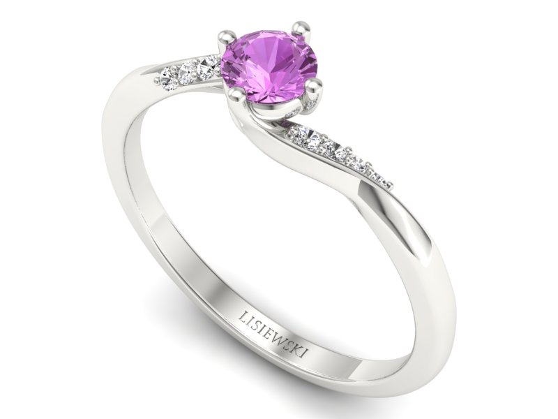 Pierścionek zaręczynowy szafirem i diamentami - p16932bszr — zdjęcie 3