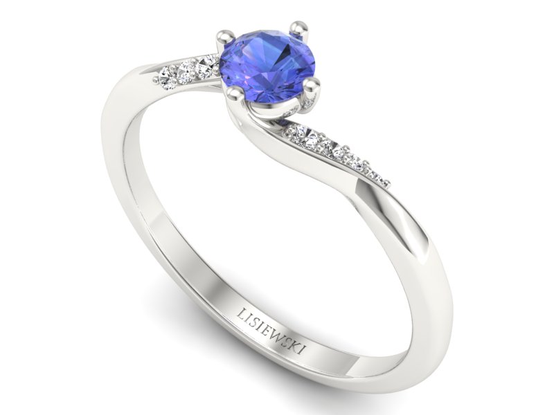Pierścionek zaręczynowy z tanzanitem i diamentami - p16932bt — zdjęcie 3