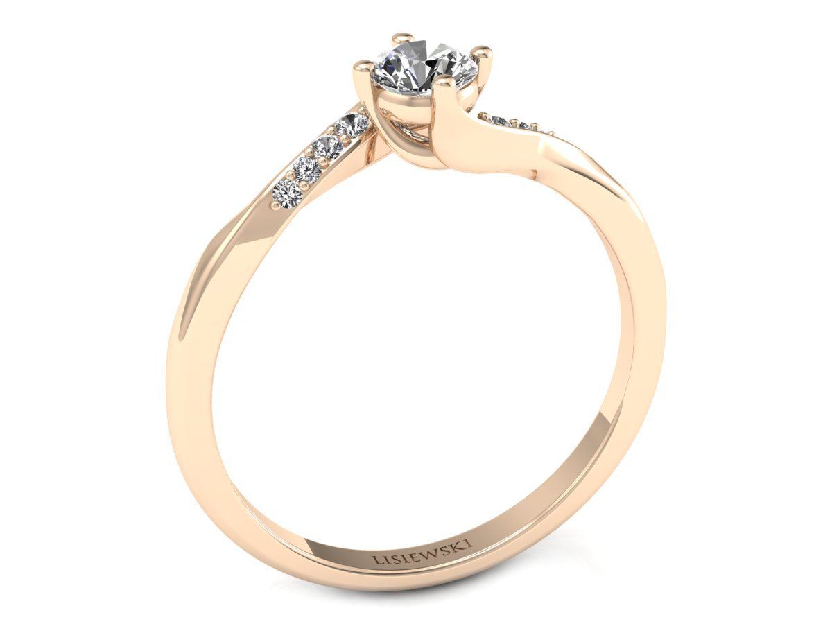 Złoty pierścionek z diamentami różowe złoto 585 - p16932c - 2