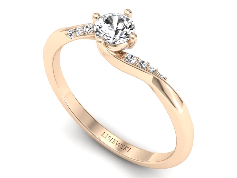 Złoty pierścionek z diamentami różowe złoto - p16932c — zdjęcie 3