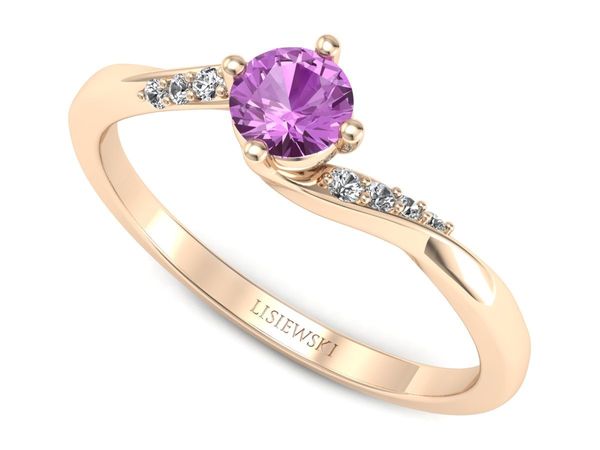 Pierścionek zaręczynowy z różowym szafirem i diamentami różowe złoto próba 585 - p16932cszr- 1