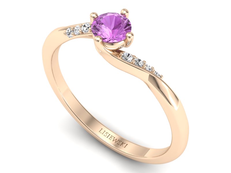 Pierścionek zaręczynowy z szafirem i diamentami - p16932cszr — zdjęcie 3