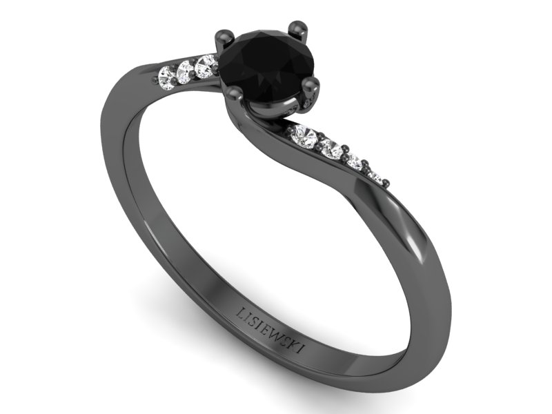 Pierścionek zaręczynowy złoty z diamentami - p16932czcd — zdjęcie 3