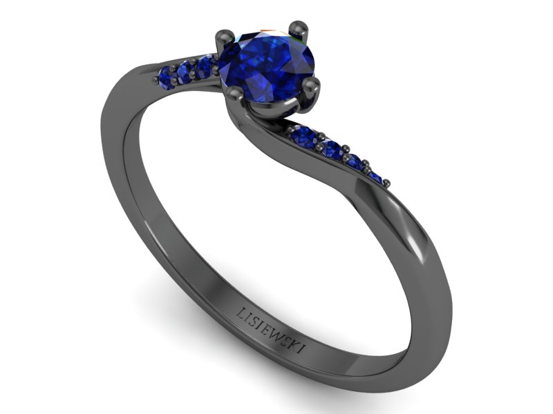 Pierścionek z szafirami czarne złoto - p16932czszsz — zdjęcie 3