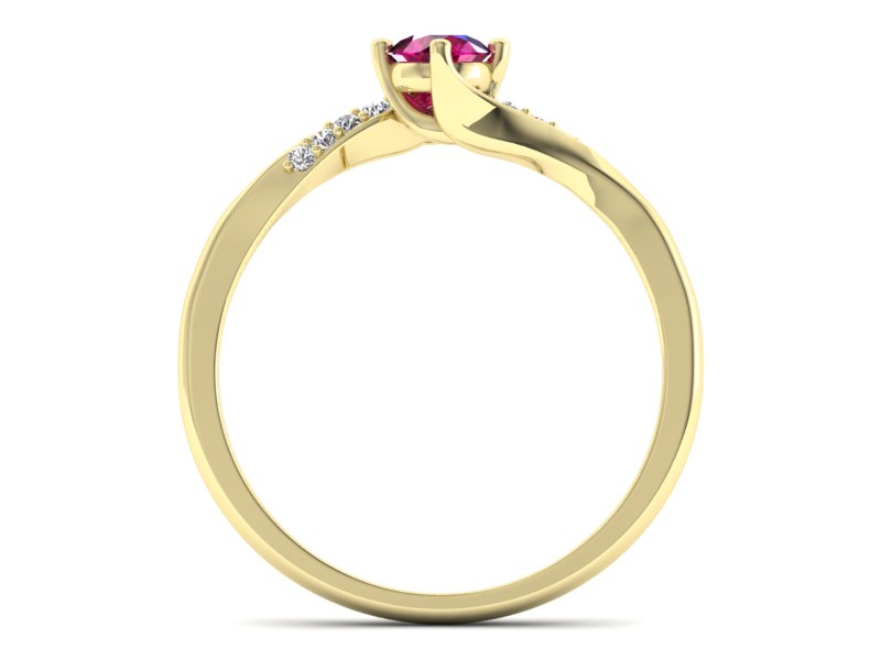 Pierścionek z rubinem i brylantami żółte złoto - p16932zr — zdjęcie 2